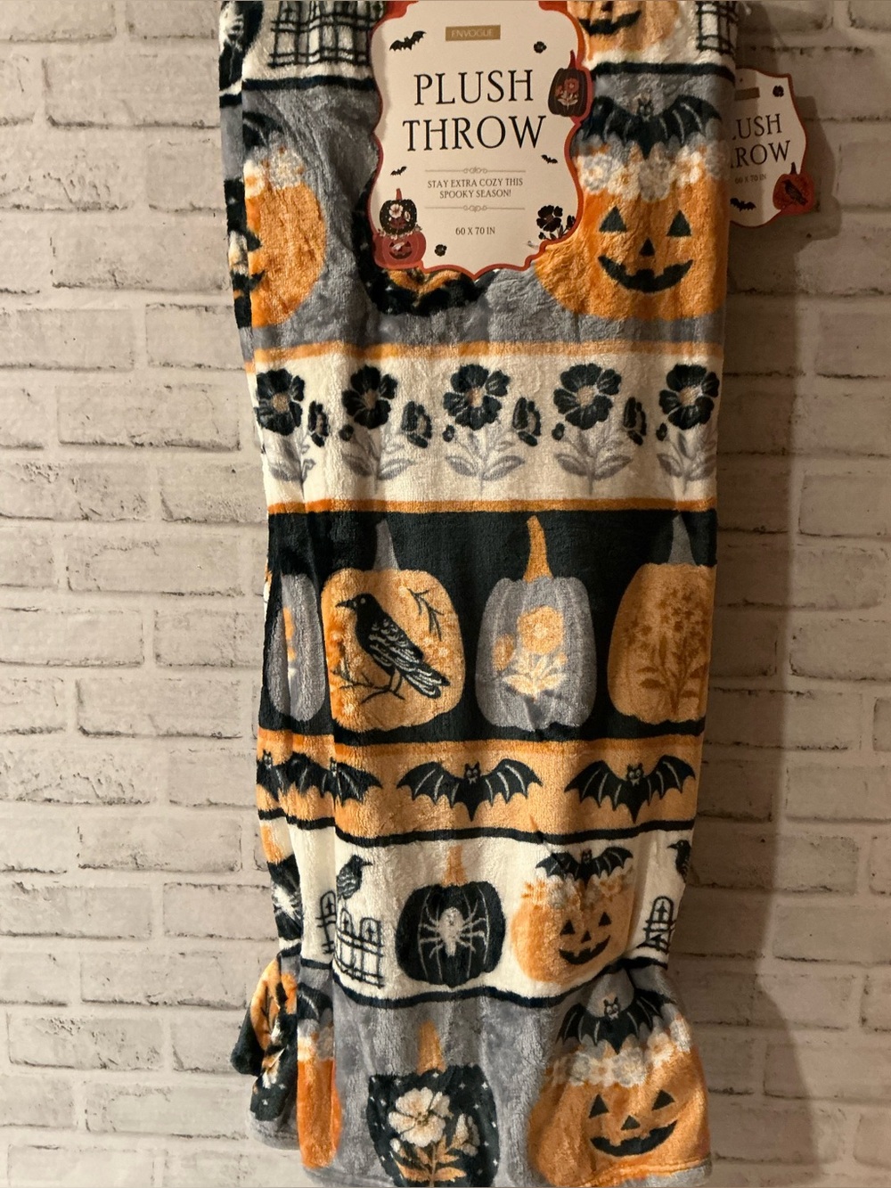 EnVogue Country Halloween Pumpkins Printed Plush Throw Blanket - 60x70"